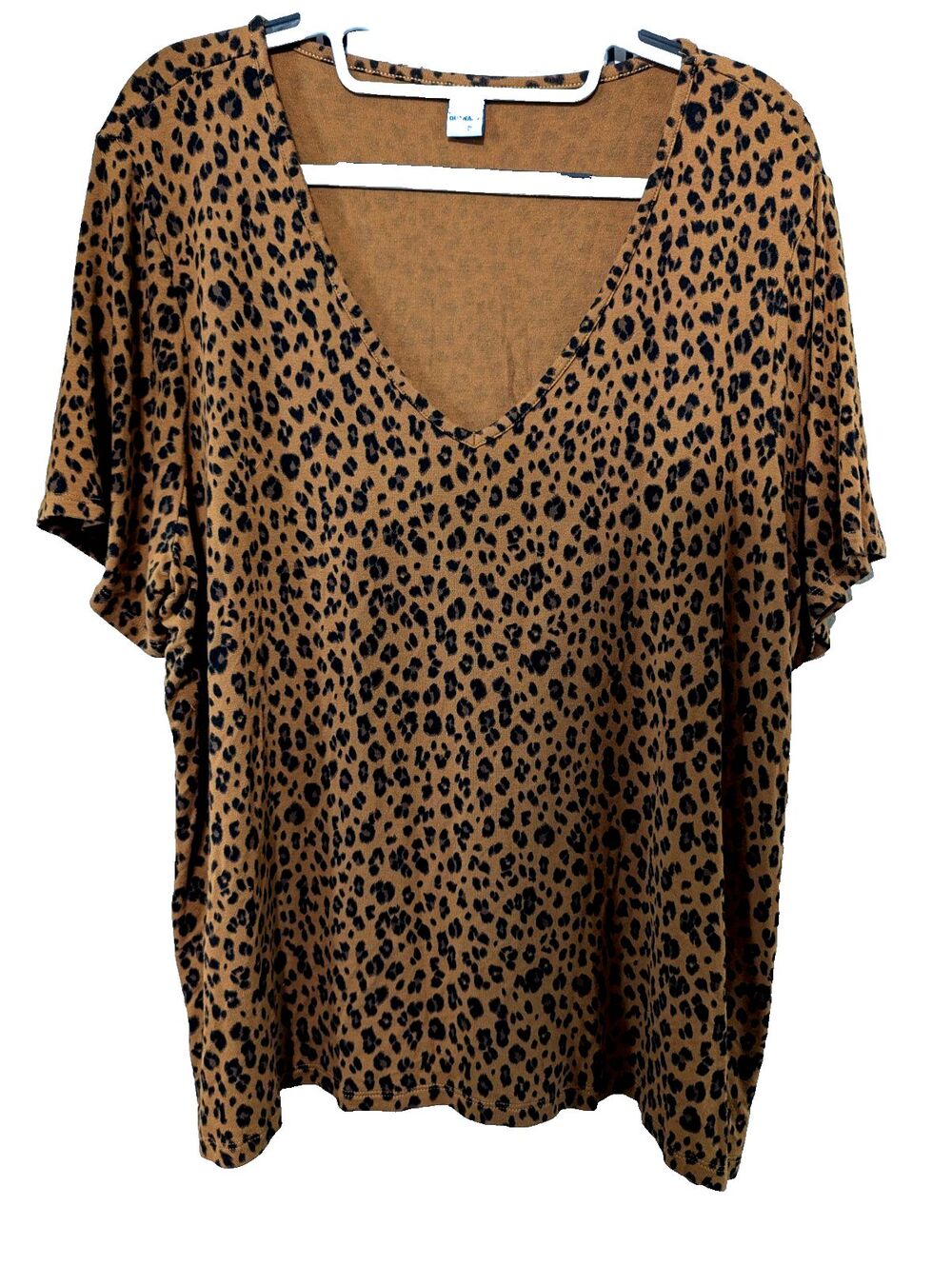 Old Navy Leopard Print Oversized Blouse V-Neck Womens X-Large Flowy Animal Print